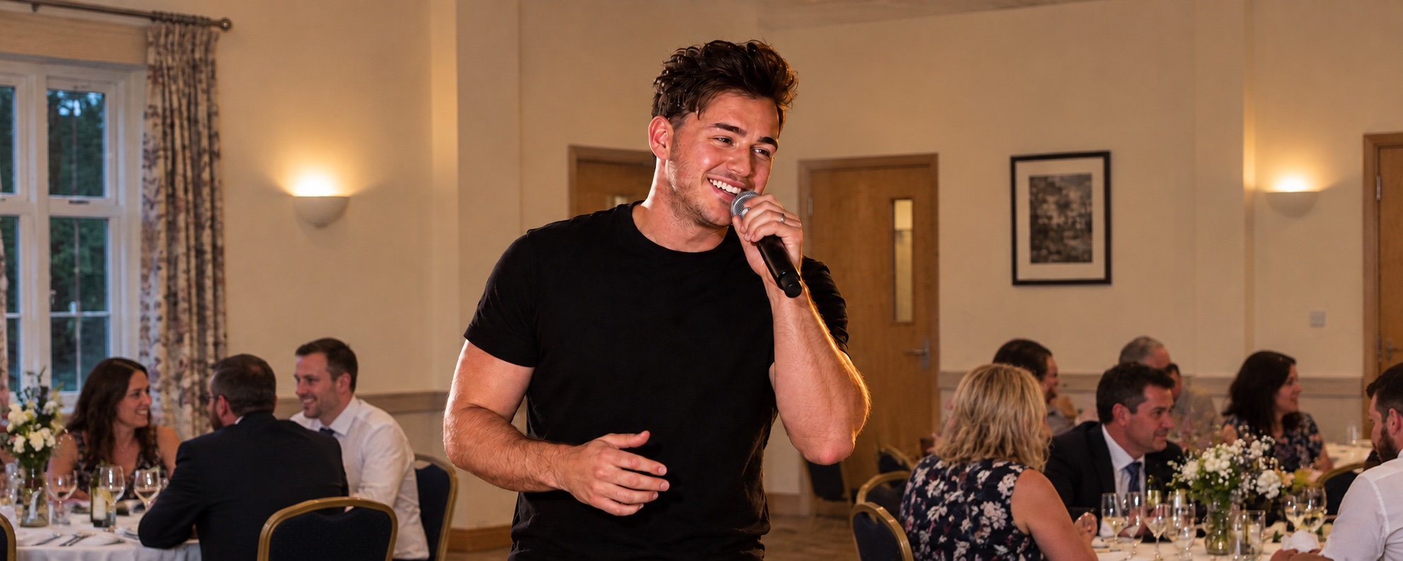 Concept image of Scott Wilkes singing at an event